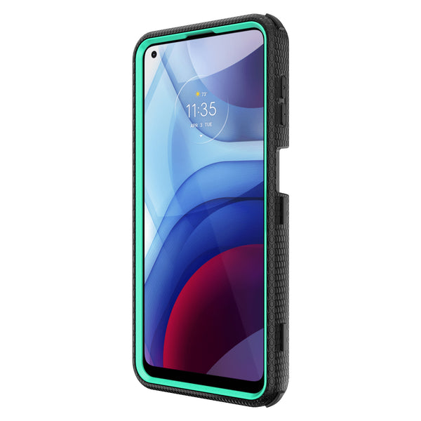 motorola moto g power 2021 heavy duty holster case - teal - www.coverlabusa.com
