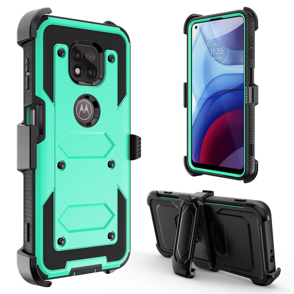 motorola moto g power 2021 heavy duty holster case - teal - www.coverlabusa.com