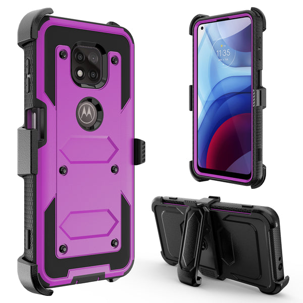 motorola moto g power 2021 heavy duty holster case - purple - www.coverlabusa.com