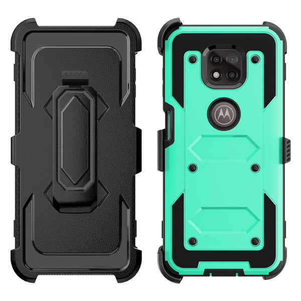 motorola moto g power 2021 heavy duty holster case - teal - www.coverlabusa.com