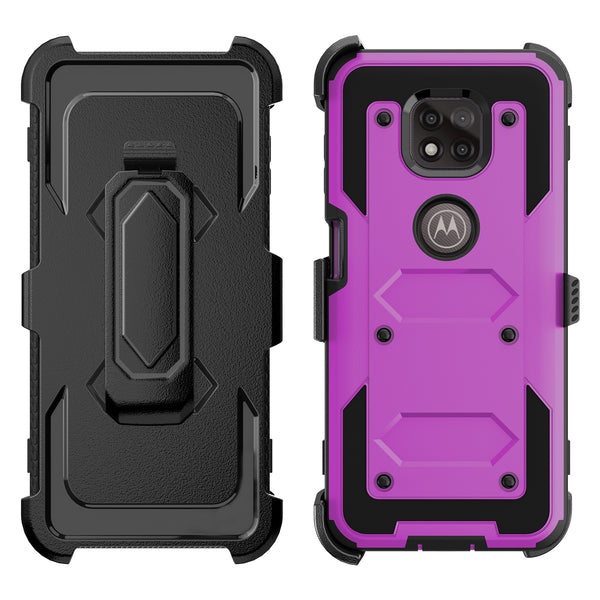 motorola moto g power 2021 heavy duty holster case - purple - www.coverlabusa.com