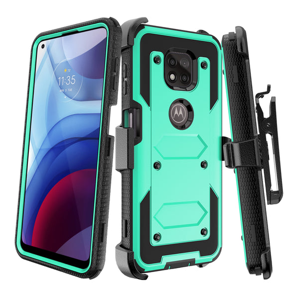 motorola moto g power 2021 heavy duty holster case - teal - www.coverlabusa.com