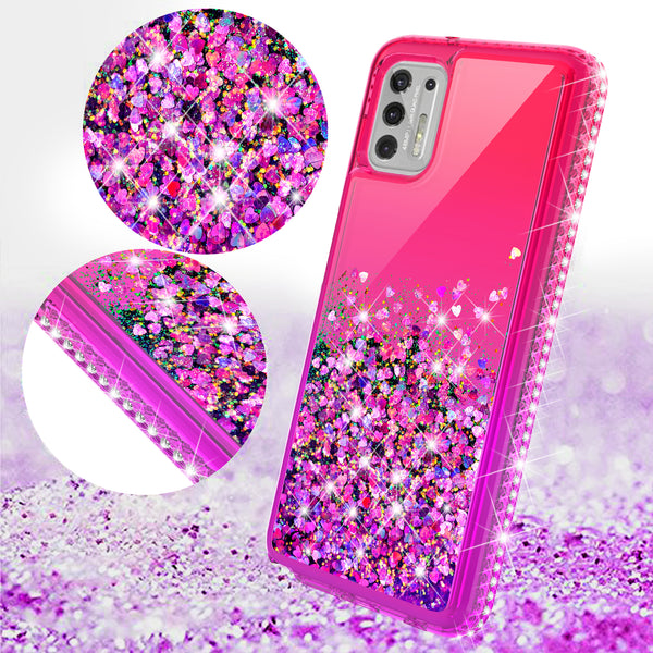 glitter phone case for motorola moto g stylus 2021 - hot pink/purple gradient - www.coverlabusa.com