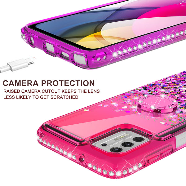 glitter phone case for motorola moto g stylus 2021 - hot pink/purple gradient - www.coverlabusa.com