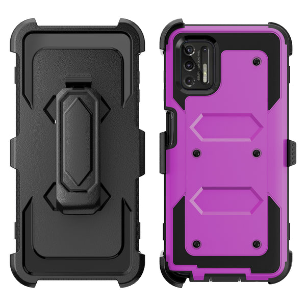motorola moto g stylus 2021 heavy duty holster case - purple - www.coverlabusa.com