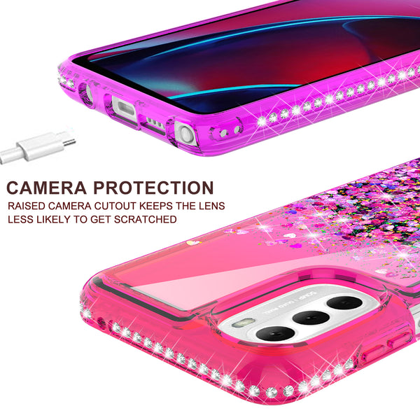glitter phone case for motorola moto g stylus 5g 2022 - hot pink/purple gradient - www.coverlabusa.com