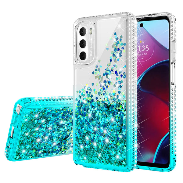 clear liquid phone case for motorola moto g stylus 5g 2022 - teal - www.coverlabusa.com