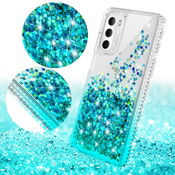 clear liquid phone case for motorola moto g stylus 5g 2022 - teal - www.coverlabusa.com