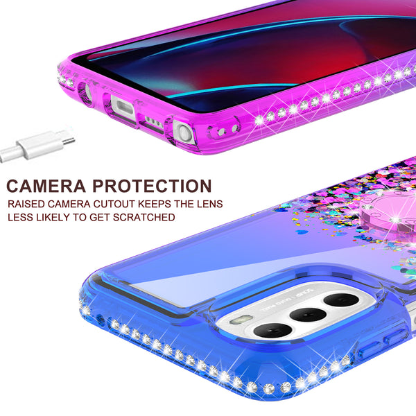 glitter phone case for motorola moto g stylus 5g 2022 - blue/purple gradient - www.coverlabusa.com