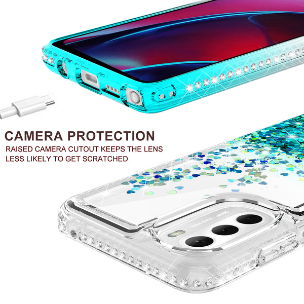 clear liquid phone case for motorola moto g stylus 5g 2022 - teal - www.coverlabusa.com