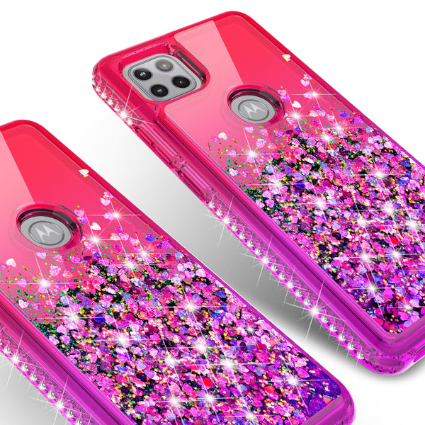 glitter phone case for motorola one 5g ace - hot pink/purple gradient - www.coverlabusa.com