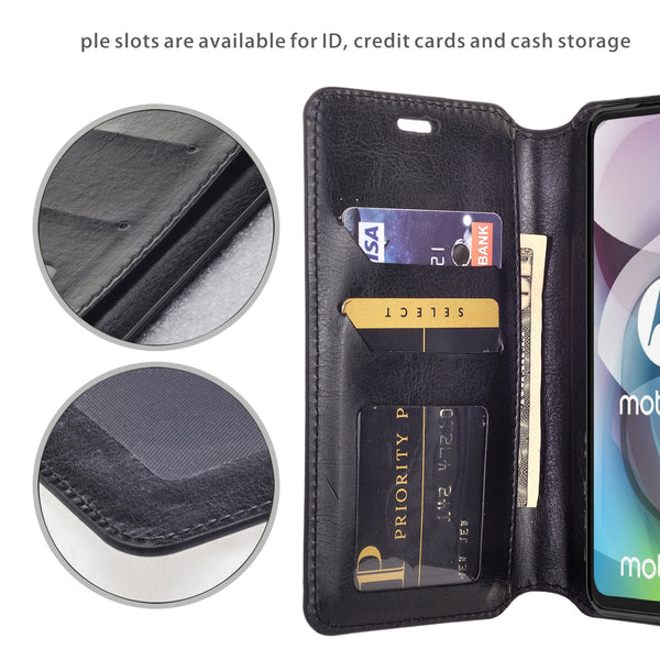 motorola one 5g ace wallet case - black - www.coverlabusa.com