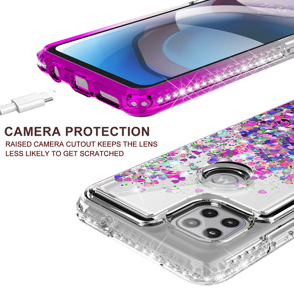 clear liquid phone case for motorola one 5g ace - purple - www.coverlabusa.com