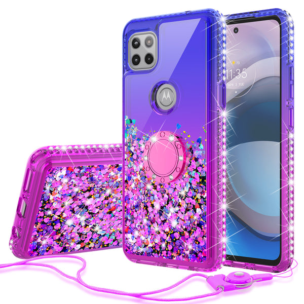 glitter phone case for motorola one 5g ace - blue/purple gradient - www.coverlabusa.com