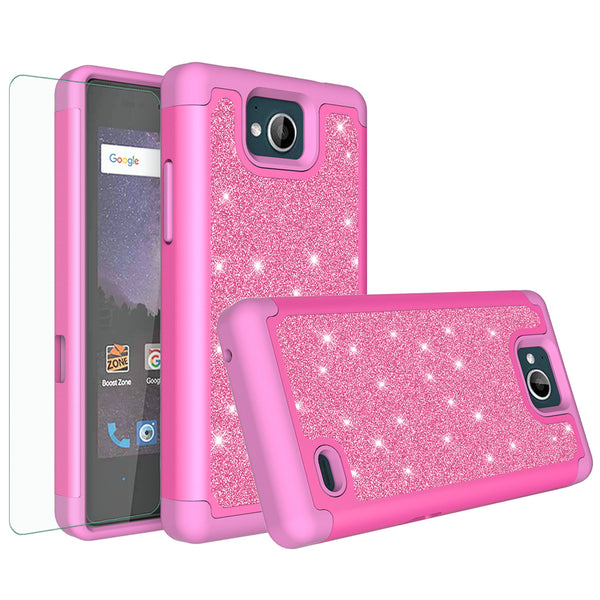 ZTE Majesty Pro Glitter Hybrid Case - Hot Pink - www.coverlabusa.com