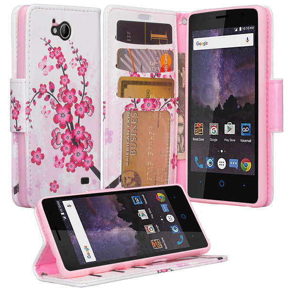 zte tempo case, wallet - cherry blossom - www.coverlabusa.com