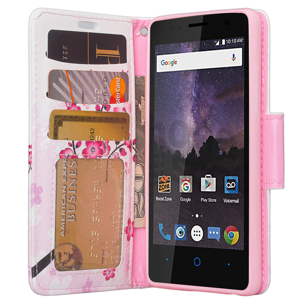 zte tempo case, wallet - cherry blossom - www.coverlabusa.com