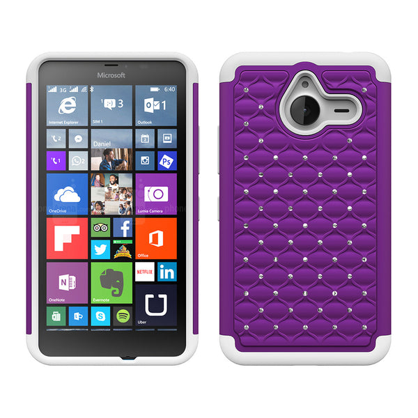 Microsoft Lumia 640 XL Rhinestone Case - Purple/White - www.coverlabusa.com