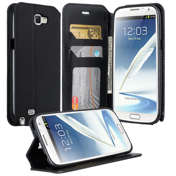 samsung galaxy note2 leather wallet case - black - www.coverlabusa.com