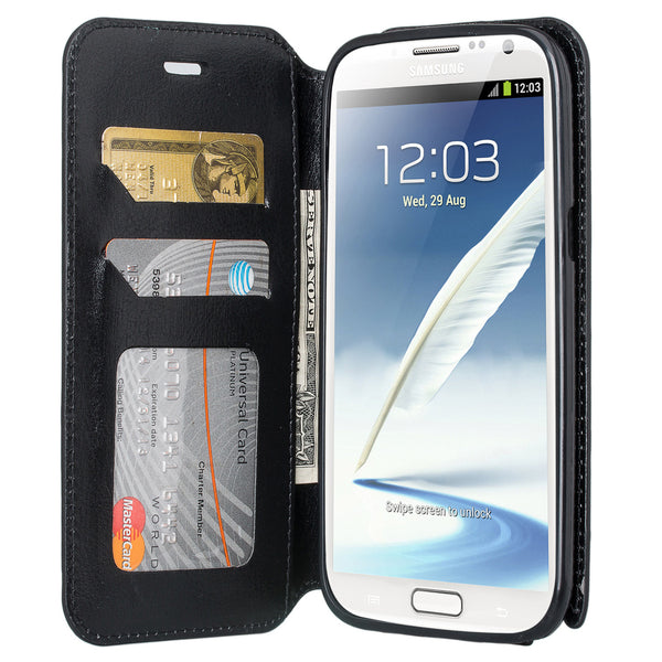 samsung galaxy note2 leather wallet case - black - www.coverlabusa.com