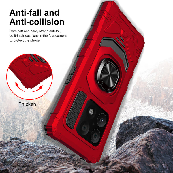 ring car mount kickstand hyhrid phone case for oneplus 10 pro - red - www.coverlabusa.com