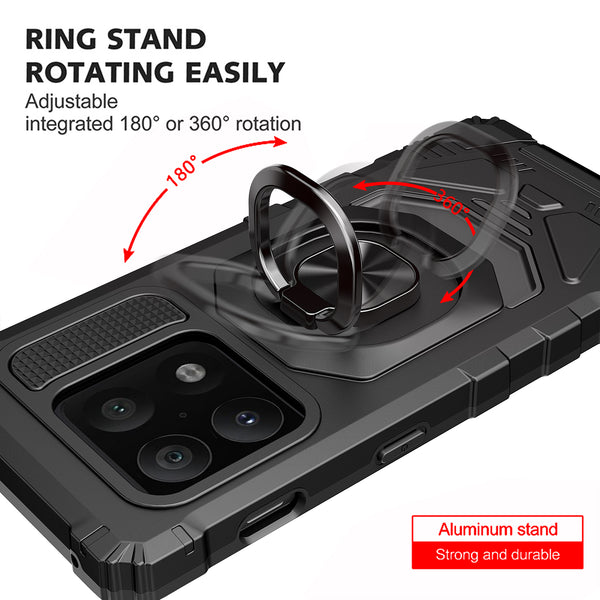ring car mount kickstand hyhrid phone case for oneplus 10 pro - black - www.coverlabusa.com
