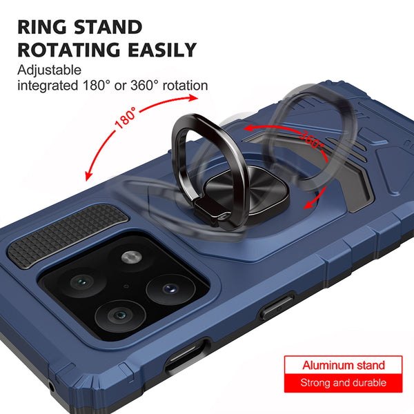 ring car mount kickstand hyhrid phone case for oneplus 10 pro - blue - www.coverlabusa.com