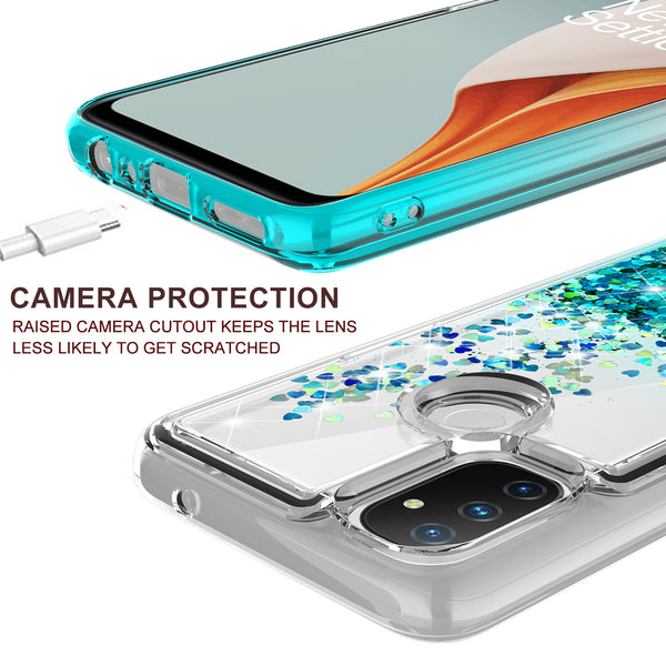 clear liquid phone case for pneplus nord n10 5g - teal - www.coverlabusa.com