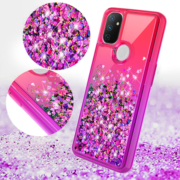 glitter phone case for oneplus nord n10 5g - hot pink/purple gradient - www.coverlabusa.com