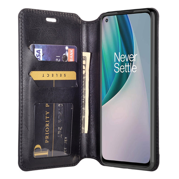 oneplus nord n10 5g wallet case - black - www.coverlabusa.com