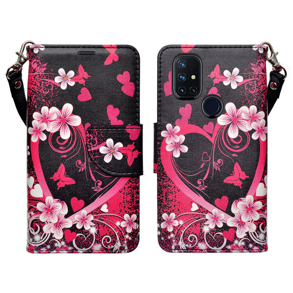 oneplus nord n10 5g wallet case - heart butterflies - www.coverlabusa.com