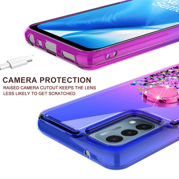 glitter phone case for oneplus nord n200 5g- blue/purple gradient - www.coverlabusa.com