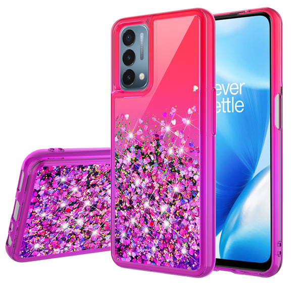 glitter phone case for oneplus nord n200 5g - hot pink/purple gradient - www.coverlabusa.com