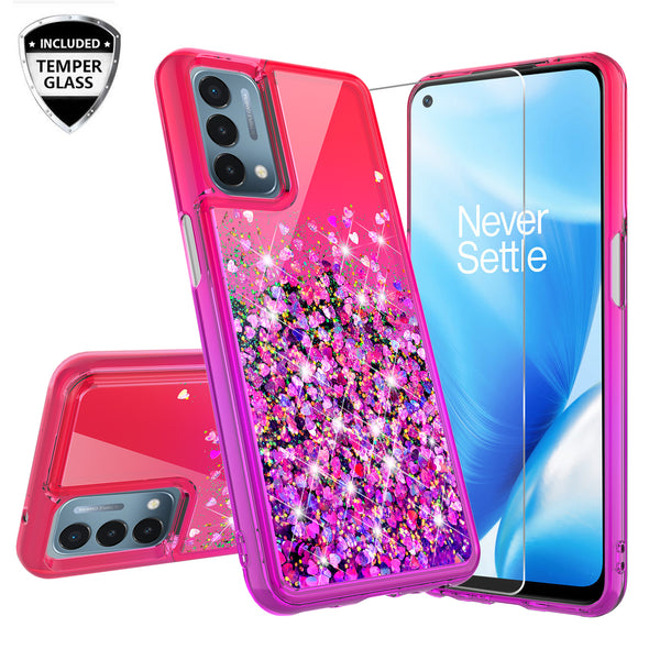 glitter phone case for oneplus nord n200 5g - hot pink/purple gradient - www.coverlabusa.com