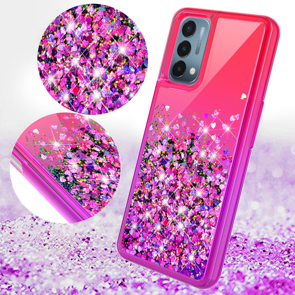 glitter phone case for oneplus nord n200 5g - hot pink/purple gradient - www.coverlabusa.com