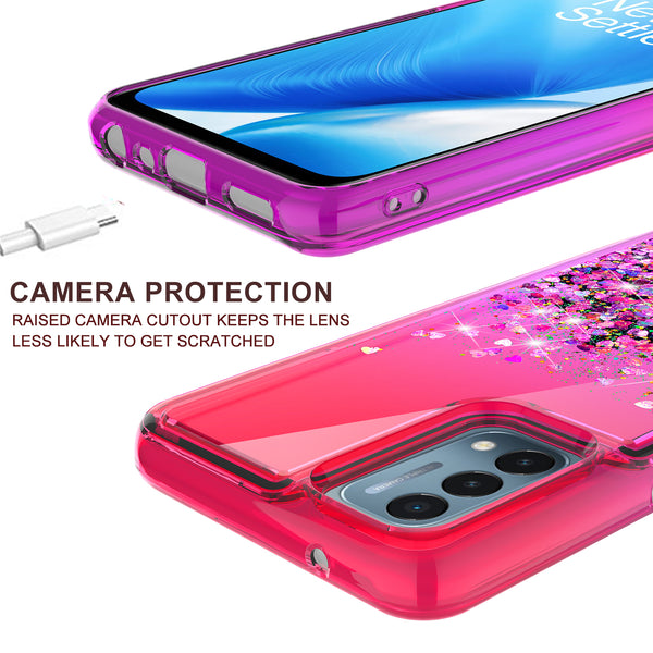 glitter phone case for oneplus nord n200 5g - hot pink/purple gradient - www.coverlabusa.com