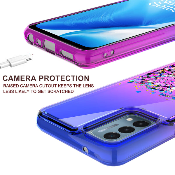 glitter phone case for oneplus nord n200 5g - blue/purple gradient - www.coverlabusa.com