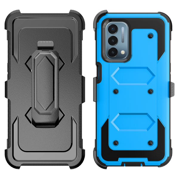 oneplus nord n200 5g heavy duty holster case - blue - www.coverlabusa.com