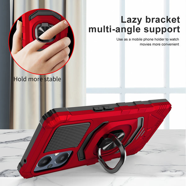 ring car mount kickstand hyhrid phone case for oneplus nord n20 5g - red - www.coverlabusa.com