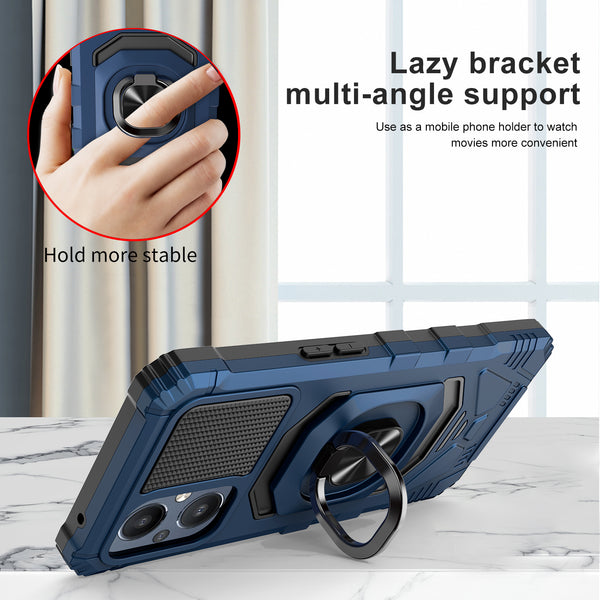 ring car mount kickstand hyhrid phone case for oneplus nord n20 5g - blue - www.coverlabusa.com