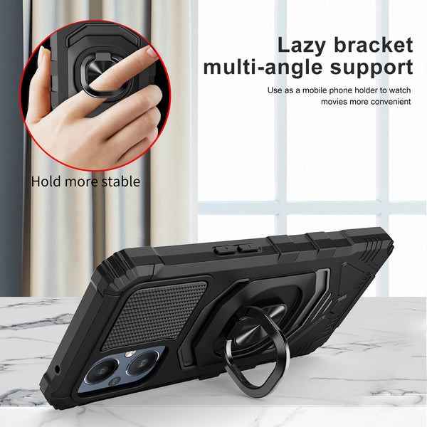 ring car mount kickstand hyhrid phone case for oneplus nord n20 5g - black - www.coverlabusa.com