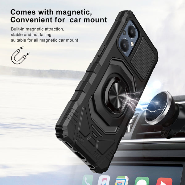 ring car mount kickstand hyhrid phone case for oneplus nord n20 5g - black - www.coverlabusa.com