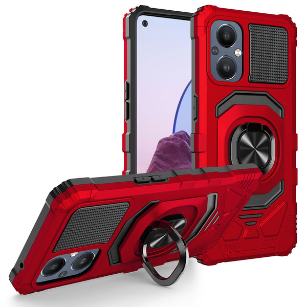 ring car mount kickstand hyhrid phone case for oneplus nord n20 5g - red - www.coverlabusa.com