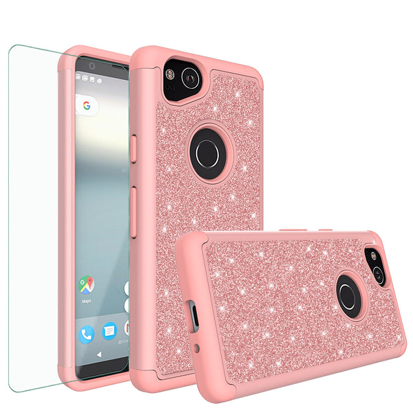 Google Pixel 2 Glitter Hybrid Case - Rose Gold - www.coverlabusa.com