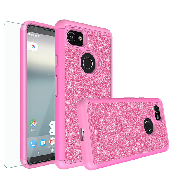 Google Pixel 2 XL Glitter Hybrid Case - Hot Pink - www.coverlabusa.com