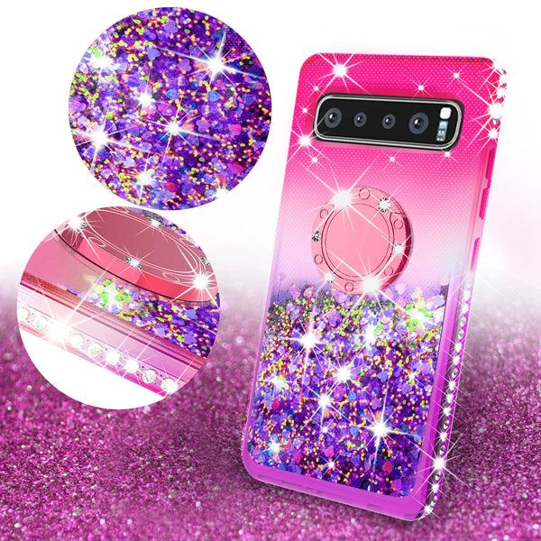 glitter ring phone case for samsung galaxy s10e - hot pink gradient - www.coverlabusa.com 