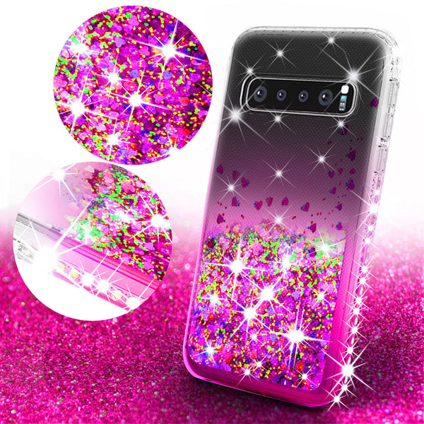 clear liquid phone case for samsung galaxy s10 plus - hot pink - www.coverlabusa.com 