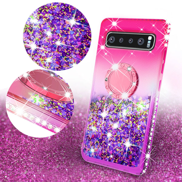 glitter ring phone case for samsung galaxy s10 plus - hot pink gradient - www.coverlabusa.com 