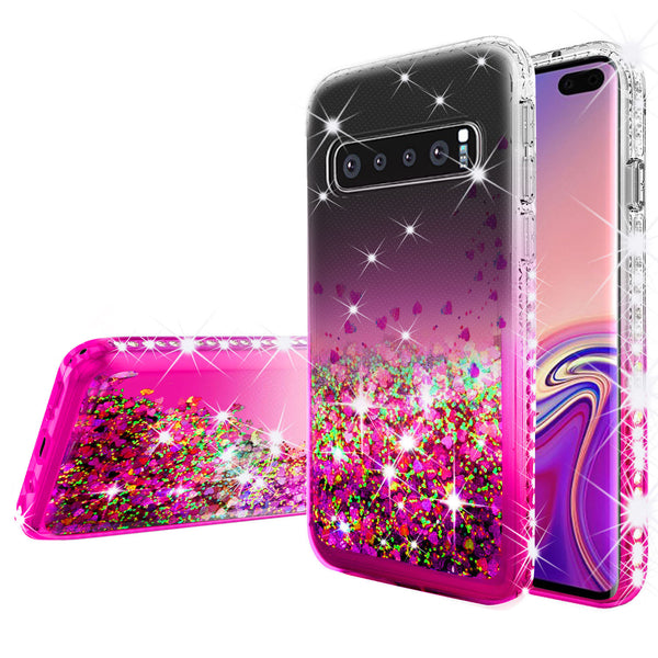 clear liquid phone case for samsung galaxy s10 plus - hot pink - www.coverlabusa.com 