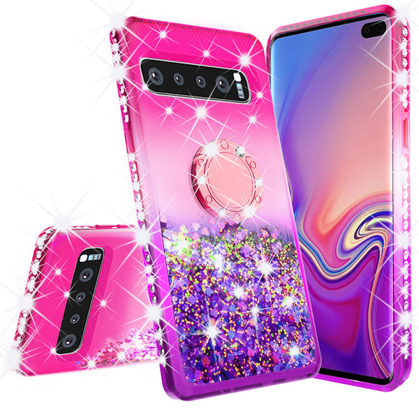 glitter ring phone case for samsung galaxy s10 plus - hot pink gradient - www.coverlabusa.com 